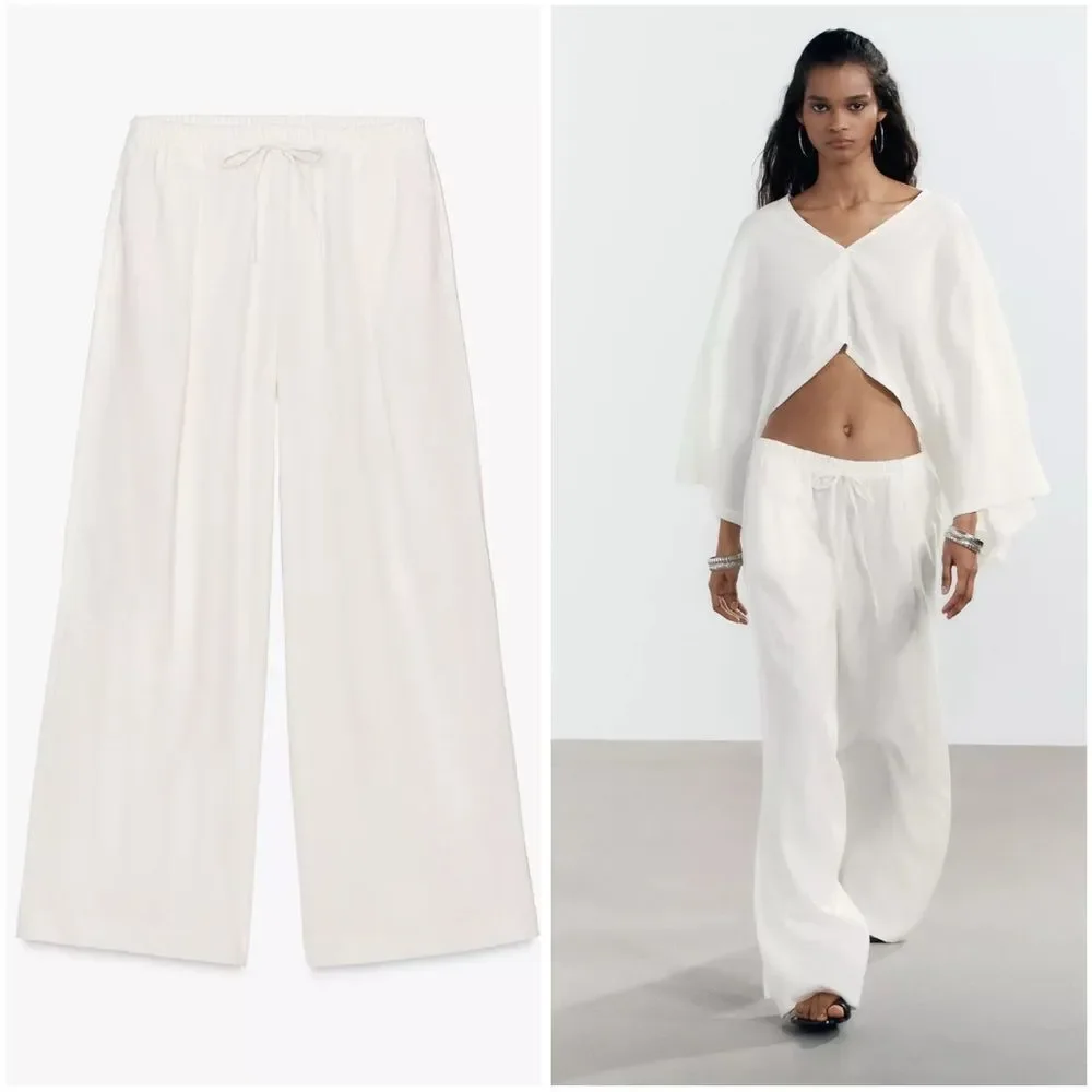 ZARA LINEN PALAZZO PANTS NEW